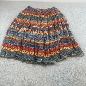 Vintage Elisabeth Skirt Womens 2 Multicolor Floral Boho Peasant Midi Beaded
